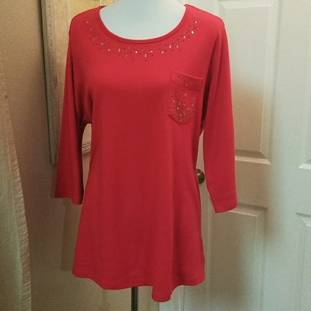 Quacker Factory, 1X, red, jeweled top.